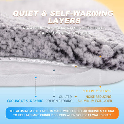 Dog Cooling Mat, Self Warming Cat Bed, Reversible Warm & Cooling Cat Bed, Winter Warm Cat Pad & Summer Cooling Cat Mat for Kittens & Small Dogs, Perfect for Crates, Beds & Sofas, Gray, 18" x 24"