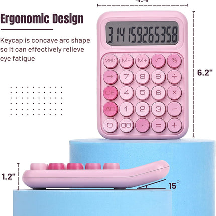 Mr. Pen- Mechanical Switch Calculator, 12 Digit Large LCD Display, Pink with Big Buttons, Mechanical Switch Calculator for Home, School, Office