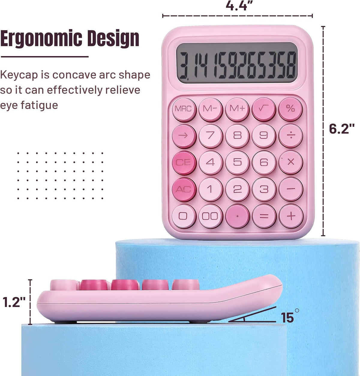 Pink 12-Digit Mechanical Switch Basic Calculator - photo 2