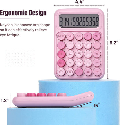Pink 12-Digit Mechanical Switch Basic Calculator - photo 2