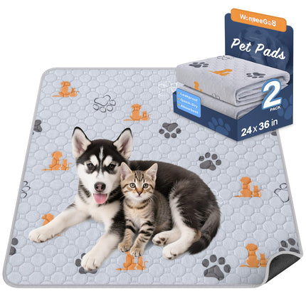 Washable Pee Pads for Dogs, Waterproof, 18 x 24 in, 4 Pack, Gray