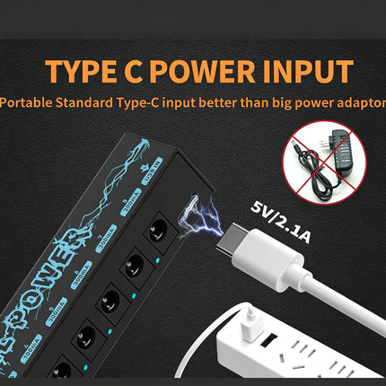 Guitar Pedal 8 Isolated DC Outputs, Low Noise, Metal Shell, Synchronous Output for Electric Guitar Effects Pedals