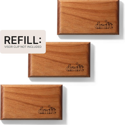 Drift Car Air Freshener - The Original Wood Air Freshener - Car Odor Eliminator - Long Lasting Scent - Metal Clip - Essential Oils - Clean Ingredients - Amber Scent 3 Pack Refill - NO CLIP INCLUDED