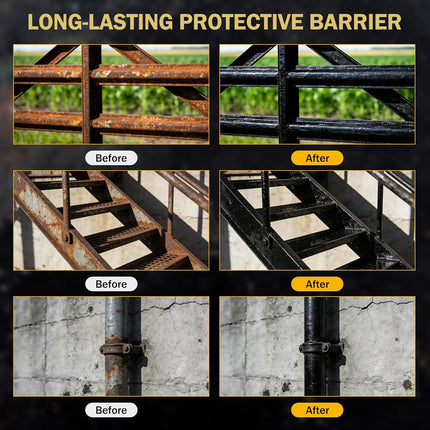 2 in 1 Rust Converter & Metal Primer, 42 Oz Black Rust Inhibitor Paint for Metal, Rust Conversion Paint, Heat-Resistant Anti Rust Coating for Car, Marine, Industrial, Chassis