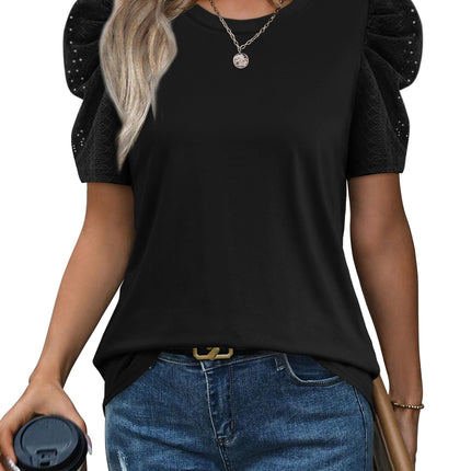 Summer Tops for Women Puff Sleeve Crewneck T Shirts Casual Blouses Spring Outfits Fashion Clothes