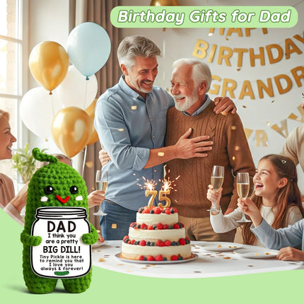 MAMAGIFTREE Dad Gifts from Daughter or Son,Handmade Crochet Pickle Dad Birthday Gifts -I Love Best Daddy Ever Gift Thank You Daddy Funny Emotional Care Desk Decor
