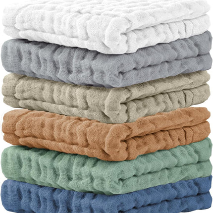 Cuddle Campus Baby Washcloths 6 Packs, Muslin Washcloths Baby,Cotton Burp Cloths, Extra Absorbent and Soft Wash Clothes for Newborns, 12x12 Inches