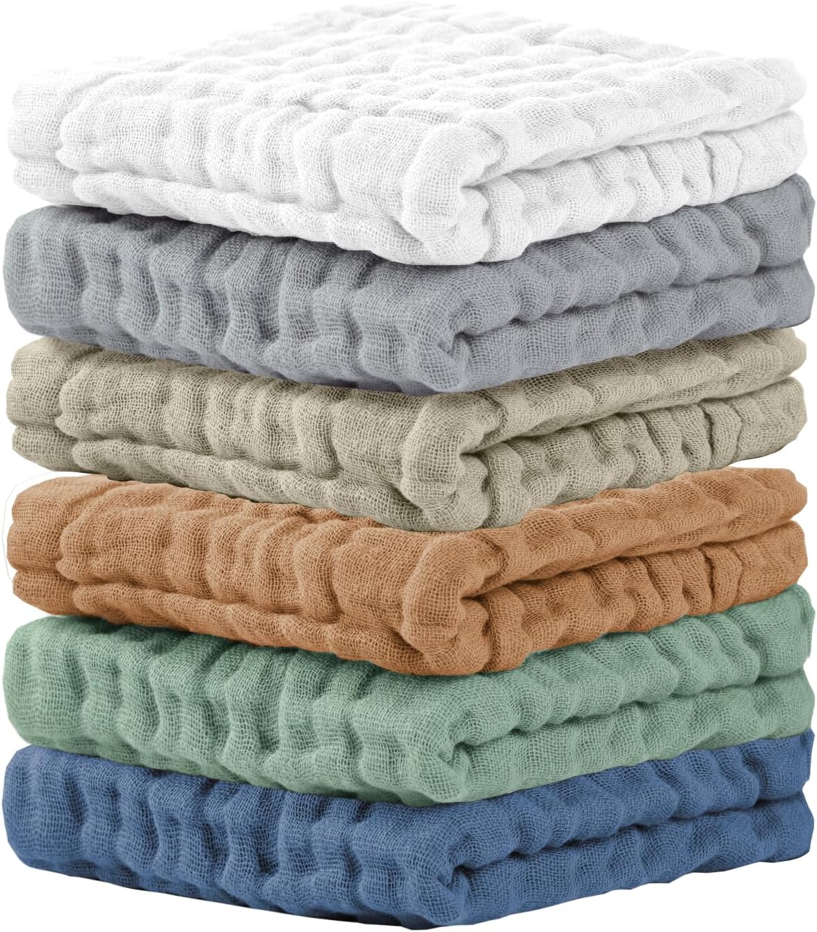 Baby Washcloths 6 Packs, Muslin Washcloths Baby,Cotton Burp Cloths, Extra Absorbent and Soft Wash Clothes for Newborns