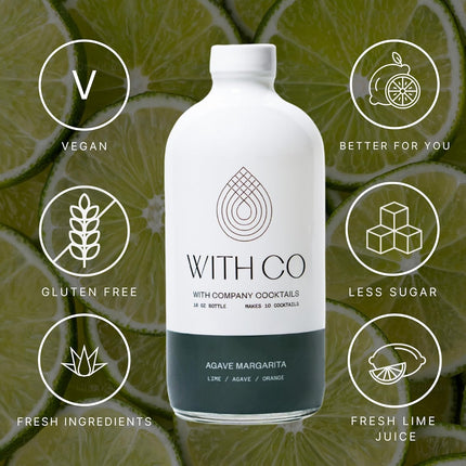 Withco Agave Margarita Cocktail Mixer Makes 10 Drinks with Fresh Lime, Orange - Just add Tequila or Mezcal or drink as a mocktail with soda water