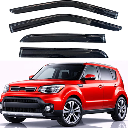 KPY Rain Guards Fit for 2014-2019 Kia Soul, Out-Channel Window Visors Vent Wind Deflectors 4PC, Car Accessories for 14-19 Soul