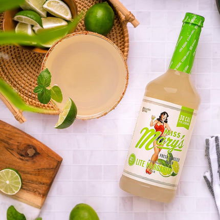 Miss Mary's Lite Margarita Mix, Keto Friendly, Low Sugar Drink Mixer, All Natural Ingredients, Low Calorie, Low Carb, 6 Pack