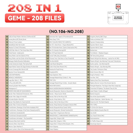 【2026 Newest】208 in 1 Super Combo Game Cartridge, Retro Game Pack Card Compilation with 208 Games