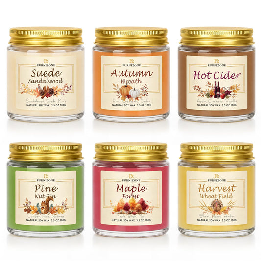 Fall Candles for Home Scented, 6Pack Fall Scented Candle Gift Set for Women