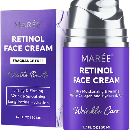 MAREE Face Moisturizer – Retinol Face Cream for Women Moisturizing with Collagen & Hyaluronic Acid – Day & Night Anti-Aging Facial Wrinkle DD Cream Moisturizer for Dry Skin – Crema Para la Cara