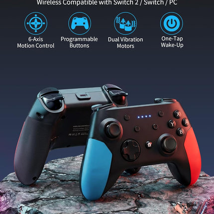 VORI Switch 2 Pro Controller Accessories Bundle for Nintendo Switch 2, 15-in-1 Carrying Case Kit with Dockable Cover, Screen Protectors, Joy-Con Grips, Steering Wheels, Thumb Grips & Game Card Case
