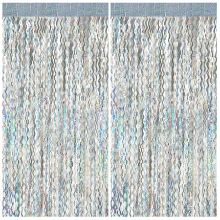 Tinsel Foil Fringe Curtains Wavy Backdrop for Parties Sparkle Metallic Wavy Foil Fringe Backdrop Curtain for Party Decorations Photo Booth Props for Birthday Graduation Wedding