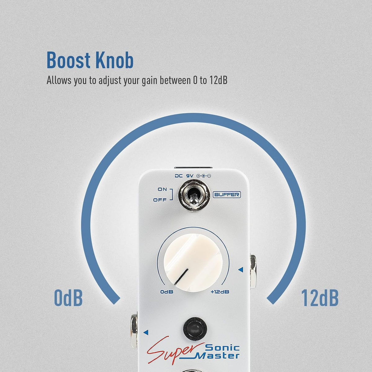 Clean Boost Pedal with Buffer and +12dB Gain, Mini Pure Boost Guitar Bass Effects Pedal - photo 3