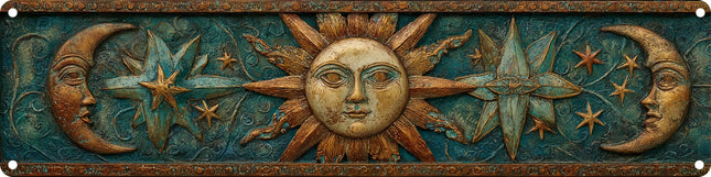 Letrero de metal retro vintage de sol y luna, adecuado para hogar, calle, tienda, garaje y bar - Placa de metal multiusos para uso interior/exterior 4x16 Inch
