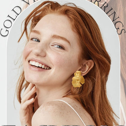 Glenmal 6 Pair Gold Statement Earrings for Women Large Gold Geometric Earrings Woven Twisted Leaf Earring Jewelry Gift