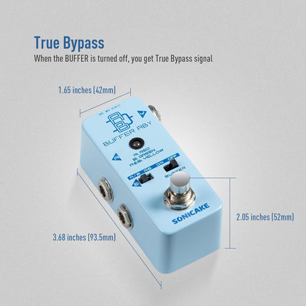 SONICAKE ABY Guitar Pedal, Mini AB Switcher with Buffer Switch, Ab Box Line Selector Guitar Effects Pedal, True Bypass - Buffer ABY