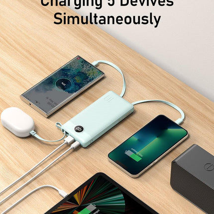 VEEKTOMX Portable Charger Built-in Cables, Power Bank for iPhone, Fast Charge USB C Battery Pack Travel Essentials Powerbank Compatible with iPhone 17/16/15/14, Samsung S25/24