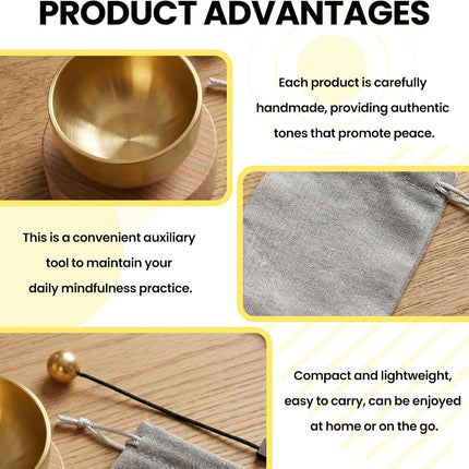 Mini Singing Bowl Set with Storage Bag - Creates Beautiful Sound Bowl with Clear and Pleasant Tones, Suitable for Yoga, Meditation, and Unique Presents