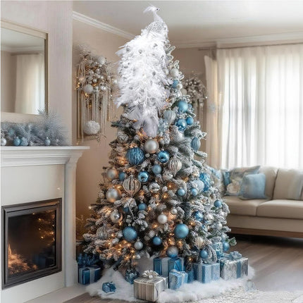 15 Inch Christmas Peacock Tree Topper, Glitter Peacock Feather Ornaments