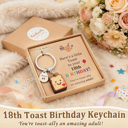 PEALICIOUS Cute Toast Keychain for Girls, New Beginnings Gifts for Best Friend as Next Chapter Stuff, Cute Love Engagement Housewarming Birthday New Job Gifts for Coworker Couple Bestie Sister Parents