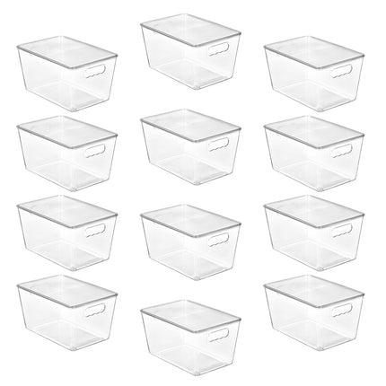 6 Pack Clear Stackable Storage Bins with Lids and Handles, Large