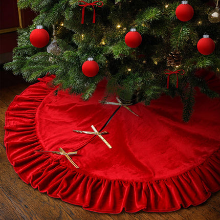 Falda de árbol de Navidad de terciopelo, 48 Inches, estilo moño, verde salvia