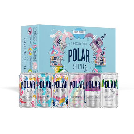 Seltzer Jr Variety Pack, 7.5 fl oz Cans, Pack of 24 Six Flavors, Mini Cans, No Sugar, No Sweeteners