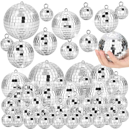 70 PCS Disco Ball, 5 Sizes Disco Ball Ornaments, 4/3.2/2.4/2/1.2 Inch Hanging Mirror Ball, Mini Disco Balls Cake Topper Disco Themed Party Wedding Christmas Tree Decor Holiday Party Supplies