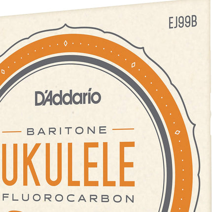 D'Addario Baritone Ukulele Strings, Fluorocarbon, EJ99B, 4-String Set, Pack of 1