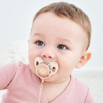 Personalized Any Name Bling Gold Silver Pacifier and Clip Set 18 Colors BPA Free Safe Unique Design Luxurious Dummy Ideal Gift for Baby Show New Born