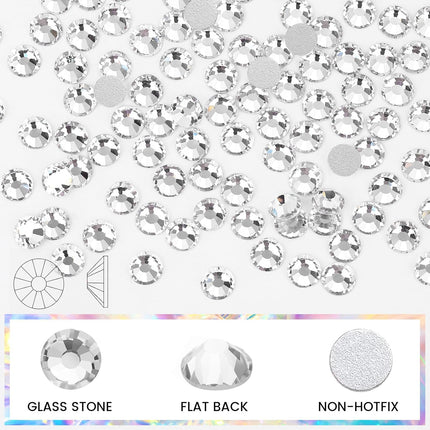 Novani Rhinestones 1440pcs SS20 Glass Rhinestones Crystal Flatback Gemstones for Crafts Nails Makeup Bags and Shoes Decoration（SS20, Crystal Clear）