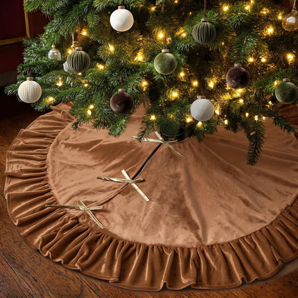 Falda de árbol de Navidad de terciopelo, 48 Inches, estilo moño, verde salvia
