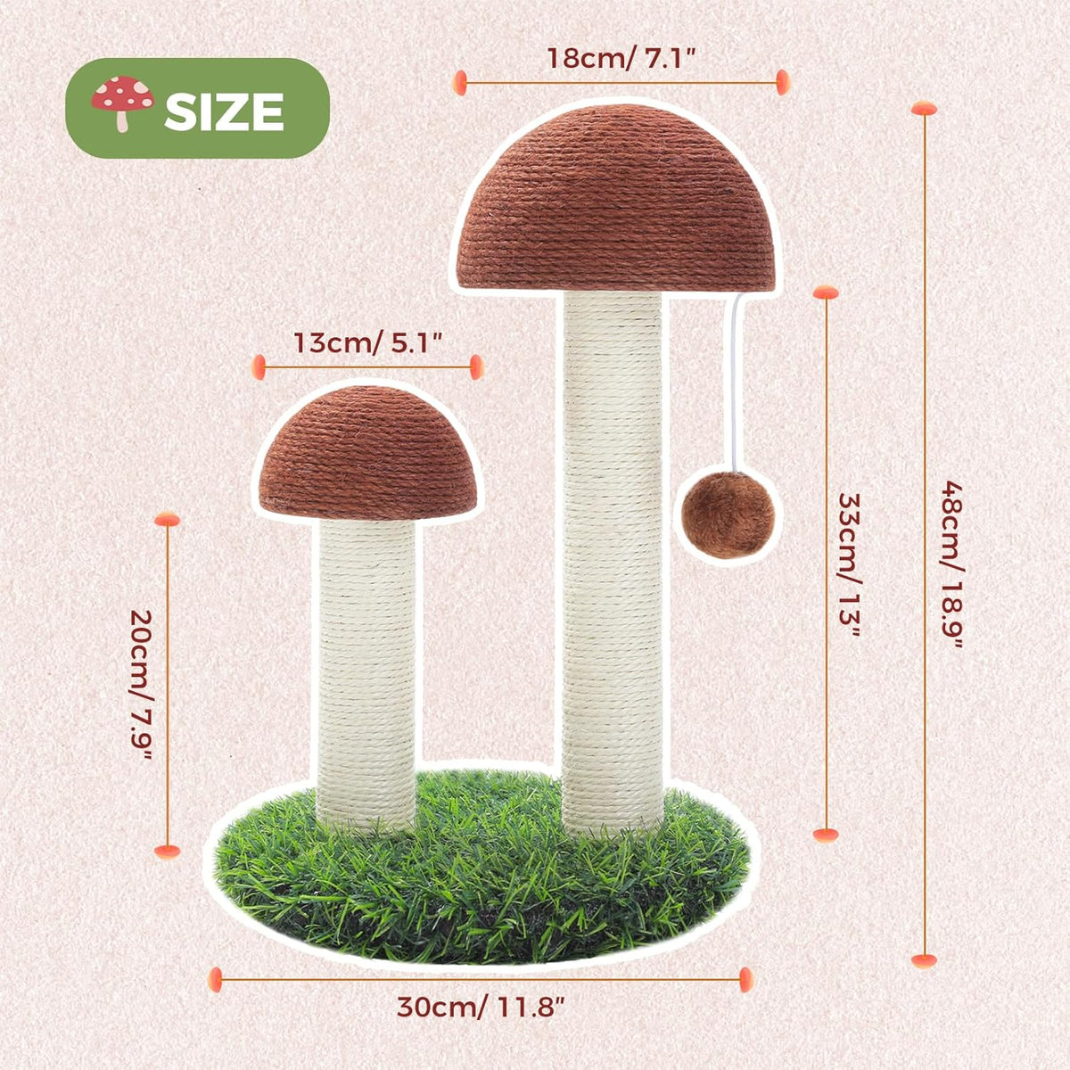 PETEPELA mushroom cat scratching post - main view
