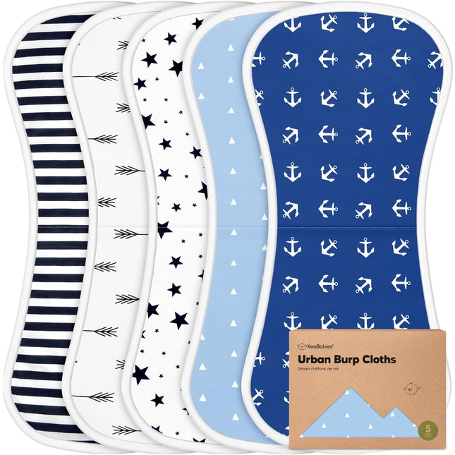 Organic Burp Cloths Baby Boy & Girl - 5-Pack Super Absorbent Cotton Burping Cloths for Babies, Soft & Plush Newborn