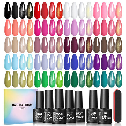 Set de 25PCS de esmalte de uñas en gel colores de otoño, esmalte en gel soak off con brillo y mate, capa superior dorada plateada con glitter, rojo marrón negro blanco verde DIY para mujeres y niñas