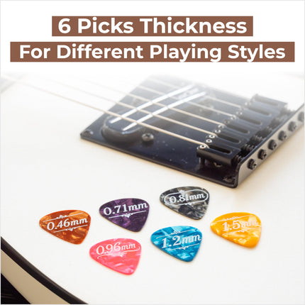 Soporte para púas de guitarra con 6 púas, estuche de nogal estilo amplificador vintage, para guitarristas y músicos