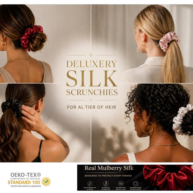 Mulberry Silk Scrunchie for Women 22 Momme – Large Hair Tie