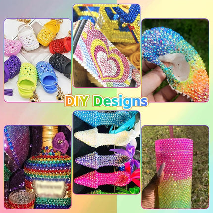 32000Pcs Rhinestones for Bedazzling Kit with Tools, 3mm Flatback Resin Gems for Crafting, Colorful Resin Rhinestones Bedazzler Kit for Clothing Shoes DIY Tumblers & Face Makeup