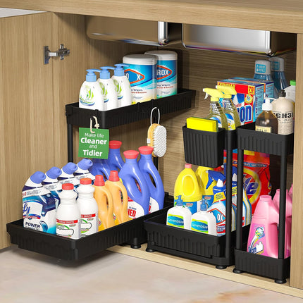 Sevenblue 3-Pack Under Sink Organizer black L-shaped