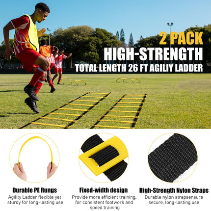 2 Pack Agility Ladder, Soccer Speed Training Equipment Set