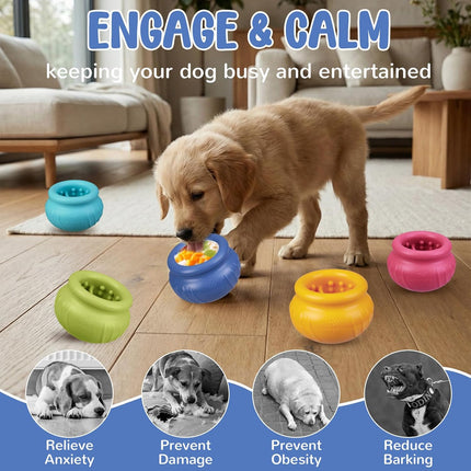 Wobbly Dog Enrichment Lick Toy, Stuffable Frozen Lick Bowl to Keep Dogs Busy, Long-Lasting Interactive Treat Dispensing Dog Toy, Silicone Fetch Catch Chew Toy(Dark Blue,S)