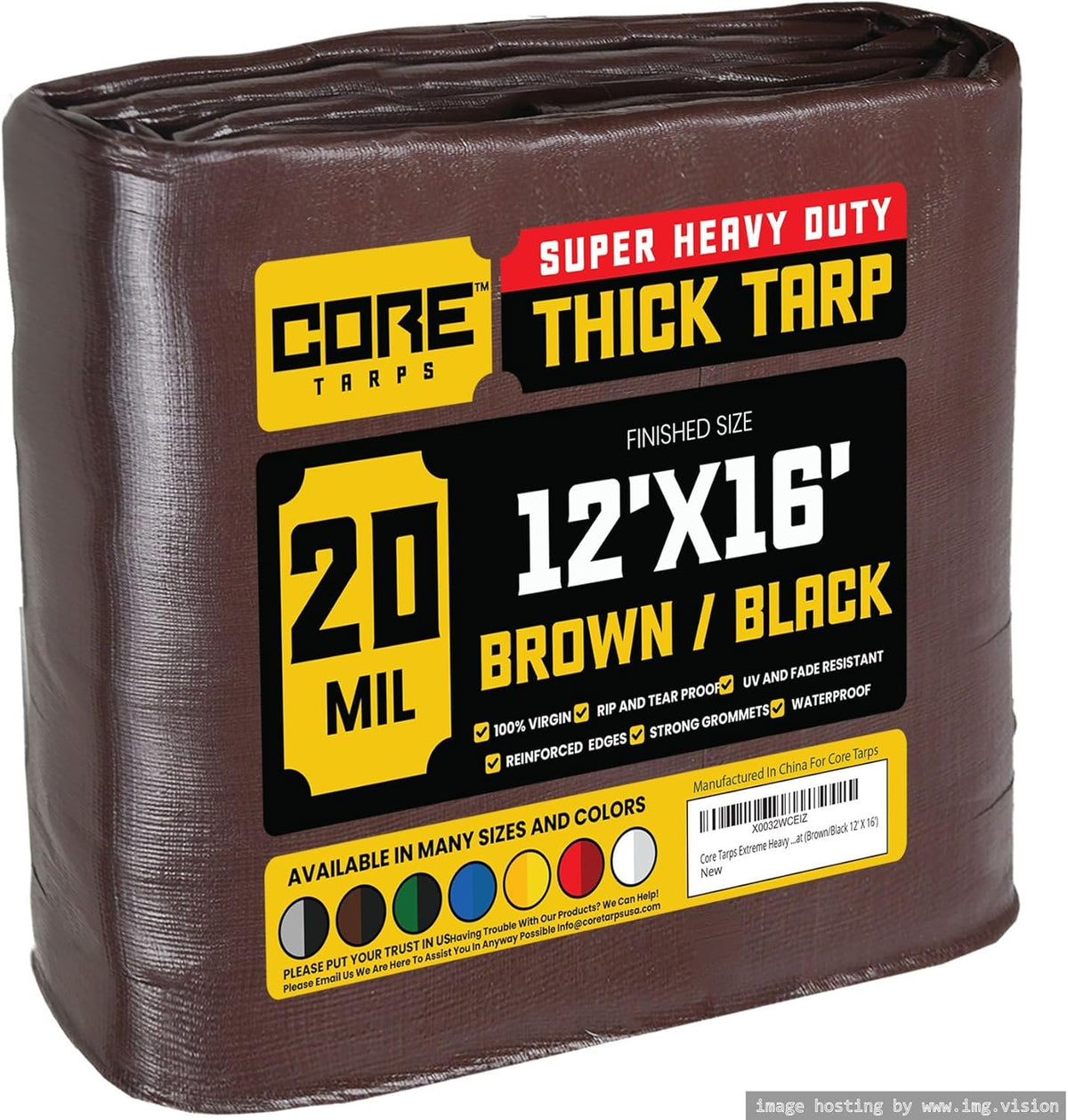 Extreme Heavy Duty 20 Mil Tarp Cover, Waterproof