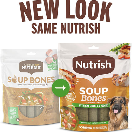 Nutrish Soup Bones Premium Dog Chews with Real Chicken and Veggies, 6 Chews (Rachael Ray)