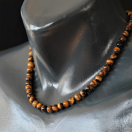 Natural Gemstone Beaded Choker Necklace | 8mm Handmade Adjustable Jewelry for Men & Women | Chakra Balancing Crystal Necklace | Spiritual Gift | Macrame Cord with Extender