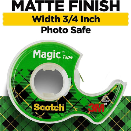 Scotch Magic Tape, Invisible, Home Office Supplies and Back to School Supplies for College and Classrooms, 4 Rolls with 4 Dispensers