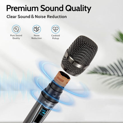 Easy Install Wireless Microphone, No Delay Handheld Microphone System with Rechargeable Receiver, Suitable for Singing, Teaching, Church, Weddings, and DJ Events (Black, 2 Microphone)